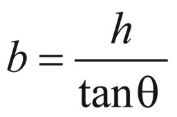b = h / tan(theta)